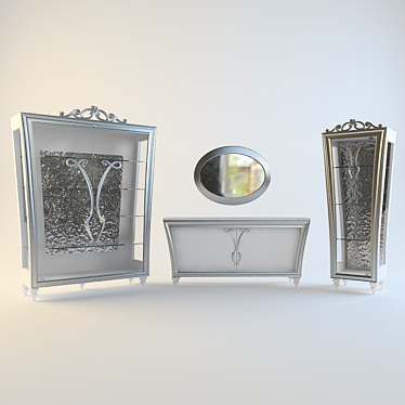 Ellilux Set: 2 Vitrines, Mirror 3D model image 1 