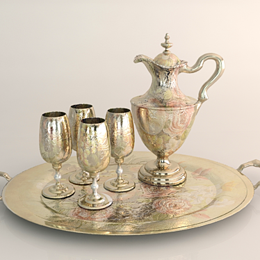 Elegant Glassware Set 3D model image 1 