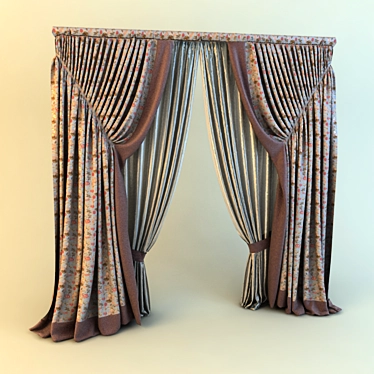 Classic Style Curtains 3D model image 1 