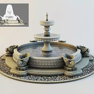 Elegant Water Feature Sculpture 3D model image 1 