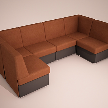 Café P-Shape Sofa: Custom-designed & Textured 3D model image 1 