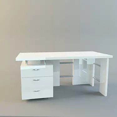 Glossy White Girls' Table 3D model image 1 