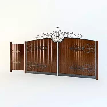 Classic Wrought Iron Gates 3D model image 1 