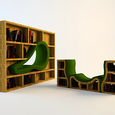 Cozy Bookshelf Seating: Stylish Storage Solution 3D model image 1 