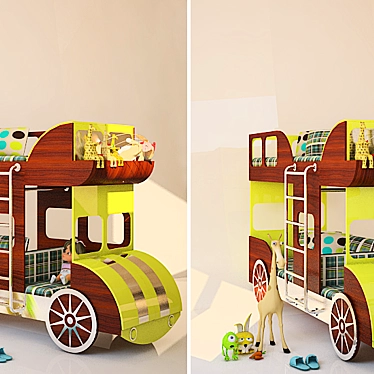 Children's Bus Bed with Toys 3D model image 1 