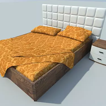 "Scale" Bed + Bedside Table Combo 3D model image 1 