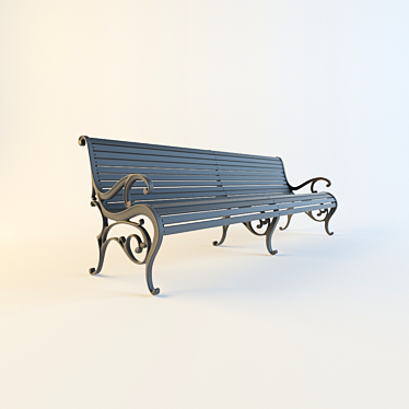 Russian Oak Wooden Bench 3D model image 1 