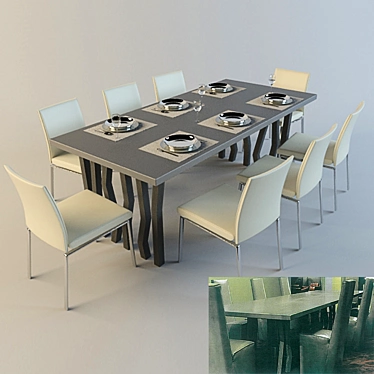 Customized Table with Matching Chairs 3D model image 1 