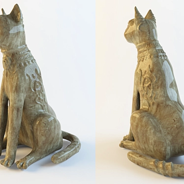 Playful Feline Figurine 3D model image 1 