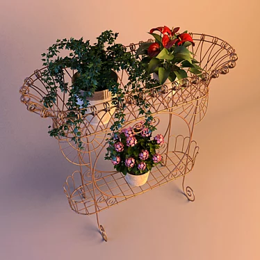 Double Tier Plant Stand 3D model image 1 