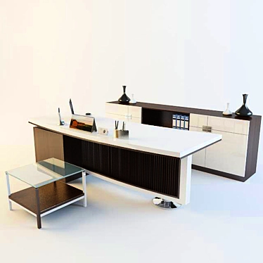 Elegant Office Table with Custom Design 3D model image 1 