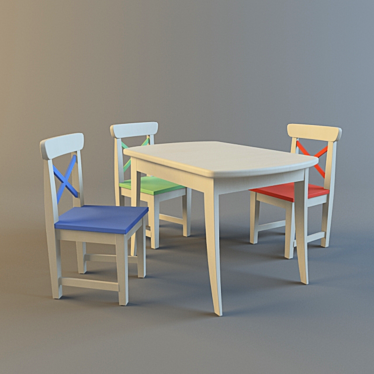 Stylish IKEA Table Set 3D model image 1 