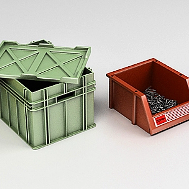 Durable Plastic Storage Boxes 3D model image 1 