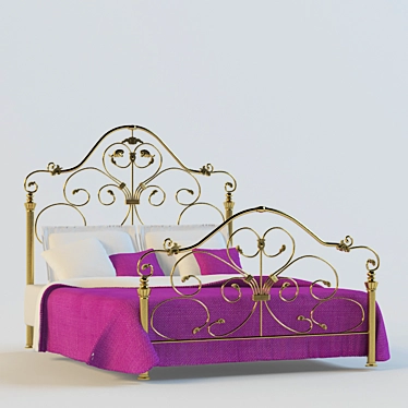 Elegant Iron Bed: Lamp2 3D model image 1 