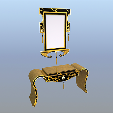 Art Deco Console and Mirror Set 3D model image 1 