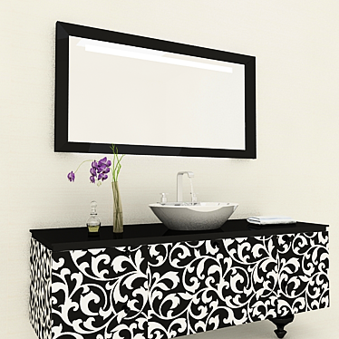 Bathroom Vanity with Wall-Mounted Sink 3D model image 1 