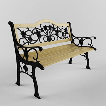 Artisanal Wrought Iron Bench 3D model image 1 