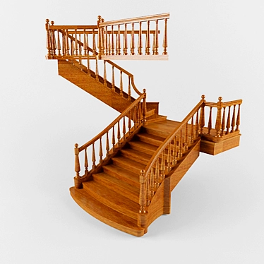 Classic Wooden Ladder 3D model image 1 
