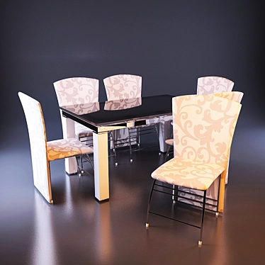 Modern Dining Set: Table & Chairs 3D model image 1 