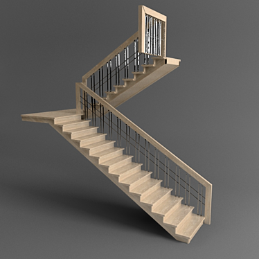 Metallic Baluster Ladder 3D model image 1 