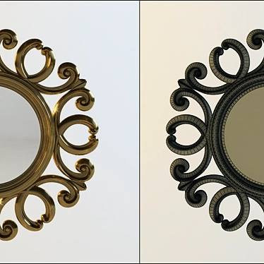 Antique Gold Baroque Round Mirror 3D model image 1 