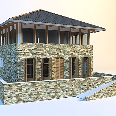 Rustic Stone Cottage 3D model image 1 