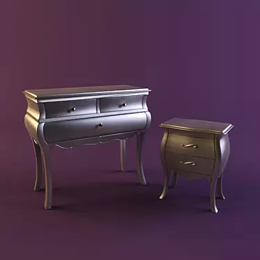 Modern Chest of Drawers & Bedside Table 3D model image 1 