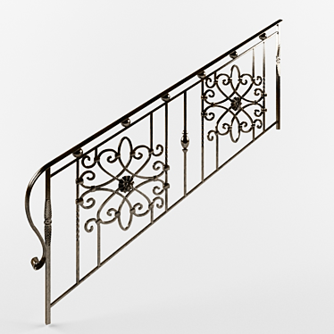 Elegant Wrought Iron Railing 3D model image 1 