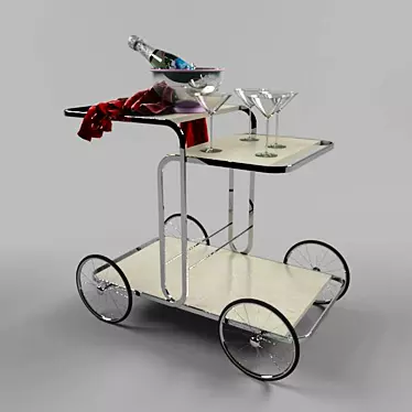 Versatile Serving Coffee Table Cart 3D model image 1 