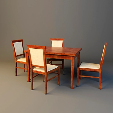 Modern Acacia Furniture Set 3D model image 1 
