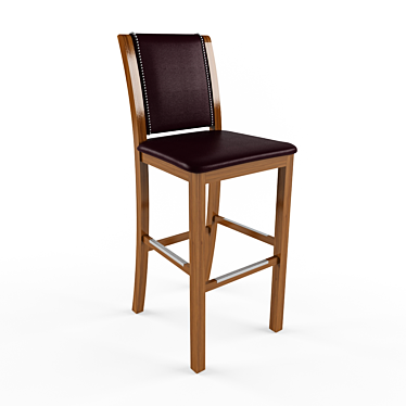 Sleek Oak Bar Chair 3D model image 1 