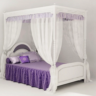 Elegant Canopy Bed: Exquisite Craftsmanship for Ultimate Comfort 3D model image 1 