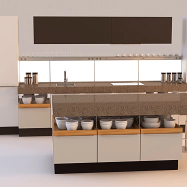 Modular Kitchen System 3D model image 1 