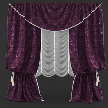 Classic Curtains with Lambrequin & French Valance 3D model image 1 