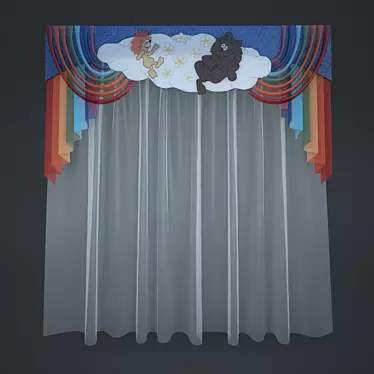 Playful Kids Curtains 3D model image 1 