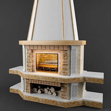 Title: Virtual Fireplace with VRay 3D model image 1 