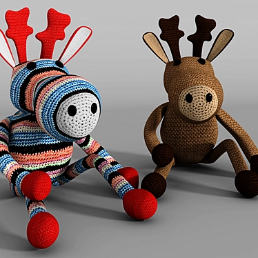 Hand-Knitted Deer Toy 3D model image 1 