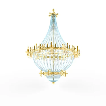 Antique Golden Candle Chandelier 3D model image 1 