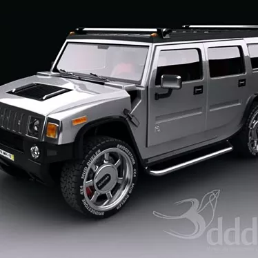 Powerful Hummer H2 with Stylish Vray Package 3D model image 1 