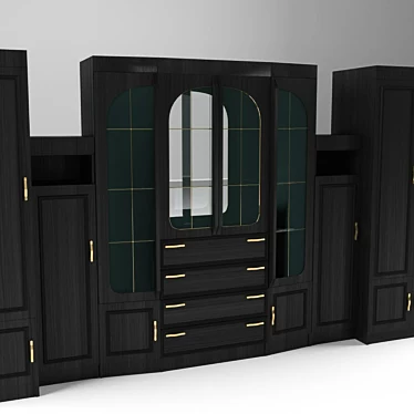 Gold Handle Wardrobe 3D model image 1 