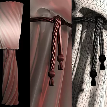 Silk Elegance: 2-Sided Fabric Column 3D model image 1 