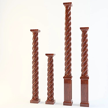 Elegant Twisted Wooden Columns 3D model image 1 