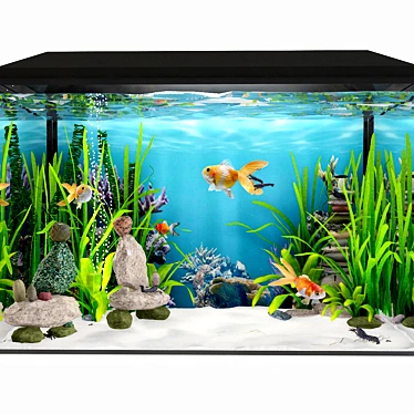 Aquatic Oasis: Tranquil Aquarium 3D model image 1 