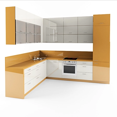 Standard-sized Kitchen with Sink and Oven 3D model image 1 