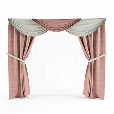 Luxury Textured Curtains 3D model image 1 