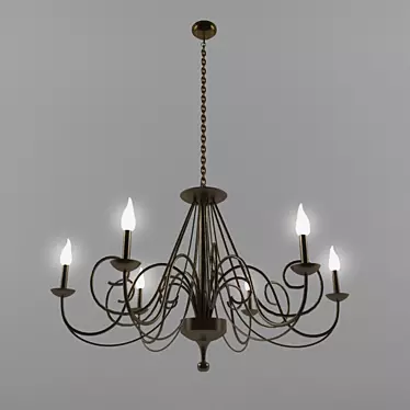 Ornate Iron Candle Chandelier 3D model image 1 