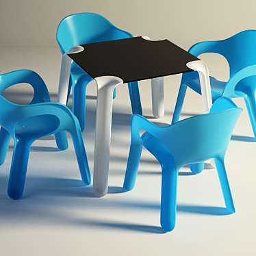 Modern Kids Plastic Chair & Table 3D model image 1 