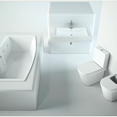 Roca Bath Set - Sink, Tub, Toilet, & Bidet 3D model image 1 