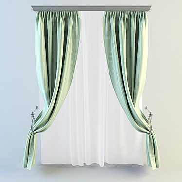 Modern Style Curtain with Textures 3D model image 1 