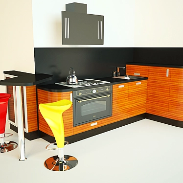 Modern Kitchen Set 3D model image 1 